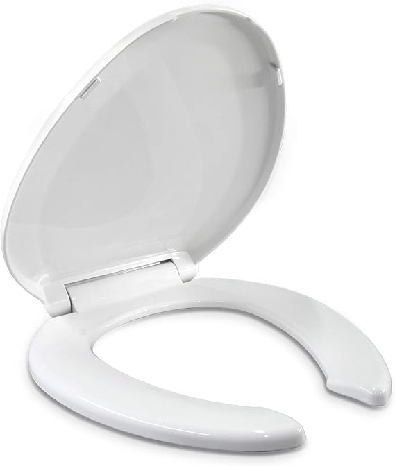 Open Front Toilet Seat with Cover, Plastic, Elongated, White Amazon.co