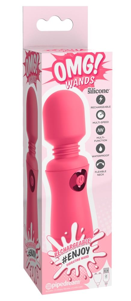 Pipedream OMG! Wands, #Enjoy Rechargeable Vibrating Wand, Pink