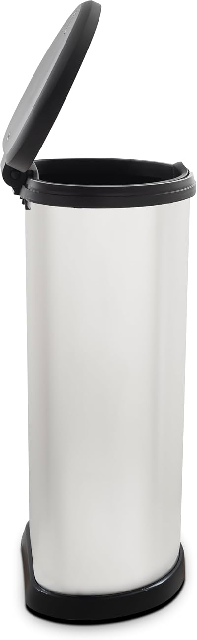Curver One Touch Deco Bin 40 L Silver 70% Recycled Plastic Kitchen