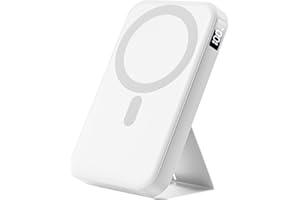 Gxorul Magnetic Portable Charger, 10000mAh Power Bank with Leather Foldable Stand - Travel Essentials, USB-C 20W Fast Charging for Magsafe Battery Pack, Compatible with iPhone 17/16/15/14/13 Series