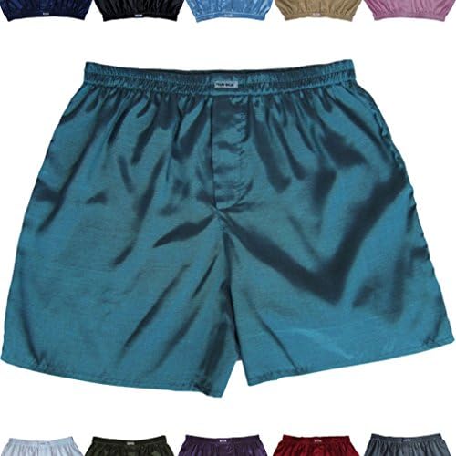Luxury Satin Boxer Shorts Men's Sleepware Underwear, 40"-44", Torquoise