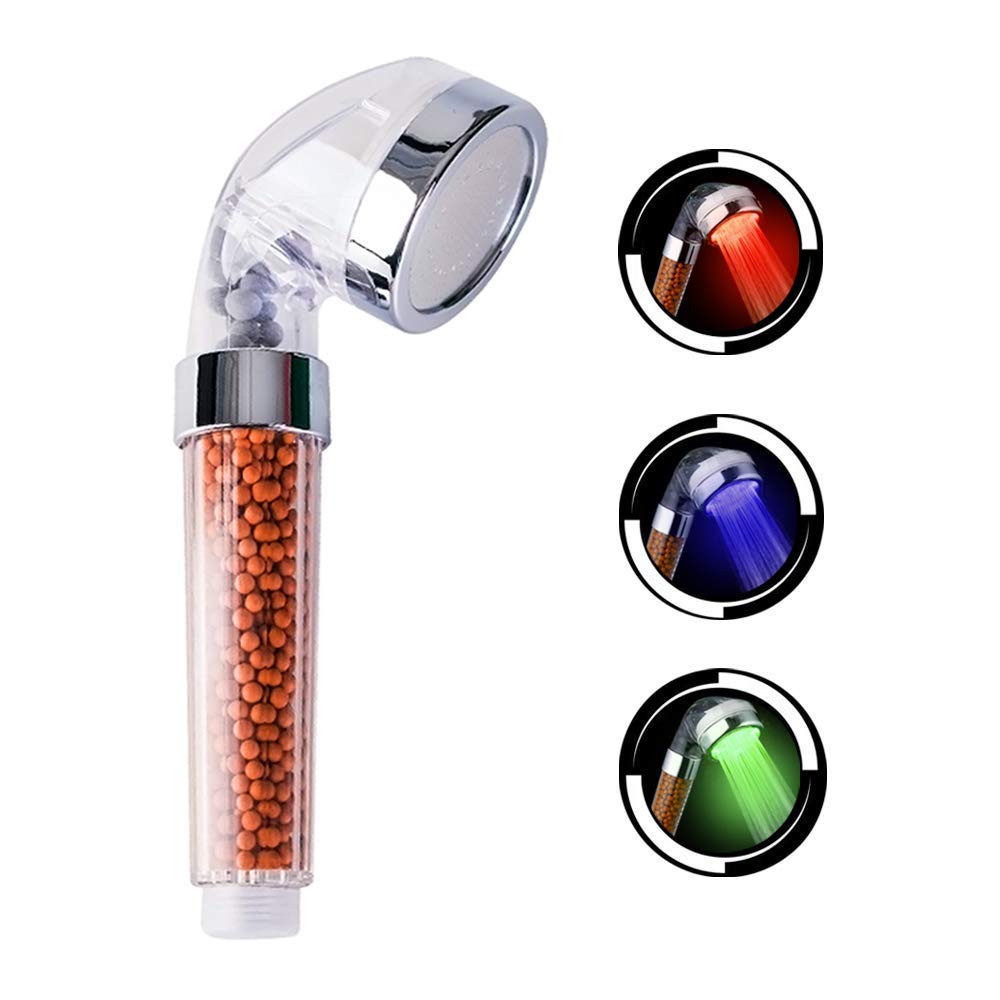 LED Shower Head for Bathrooms, CNASA Ionic Shower Head Double Purification with Natural Mineral Filter Solution, Softens Water, Prevention Dry Skin and Hair, 200% High Water Pressure 30% Water Saving