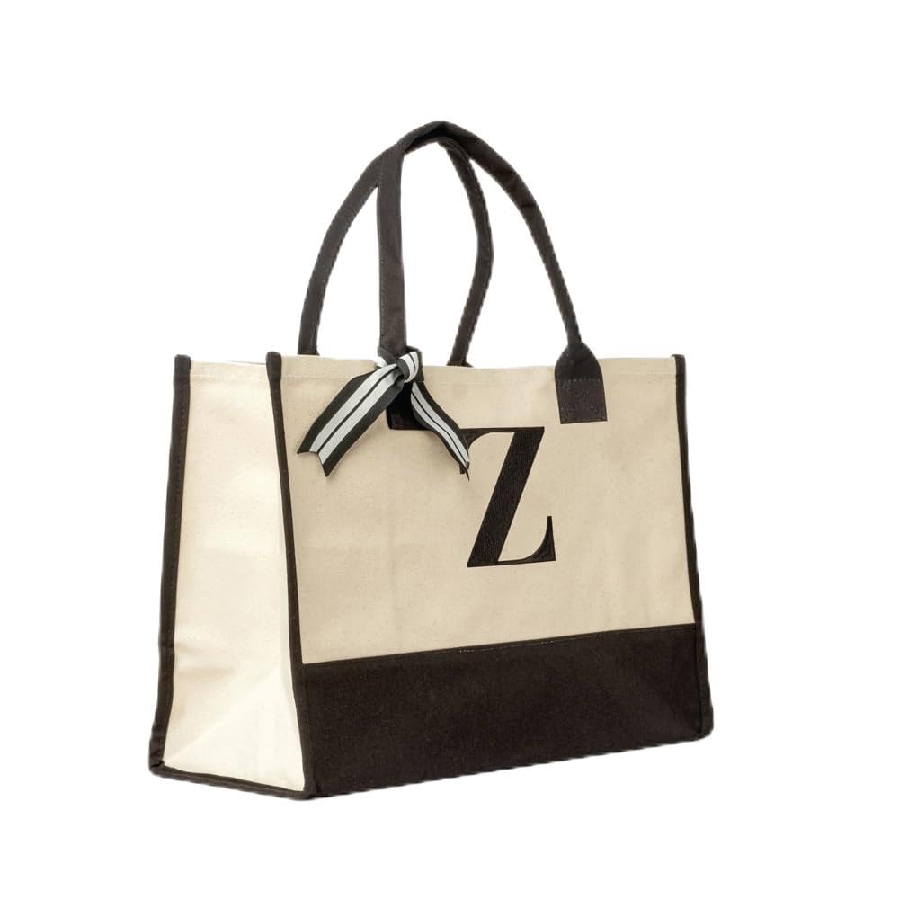 Elberfelder Leinen Personalised Canvas Bag, Gift Idea with Robust Base, with Monogram, Tote Bag, Handbag, Oeko-Tex Standard 100 L, Shopping Bag, 100% Cotton, Z, Groß
