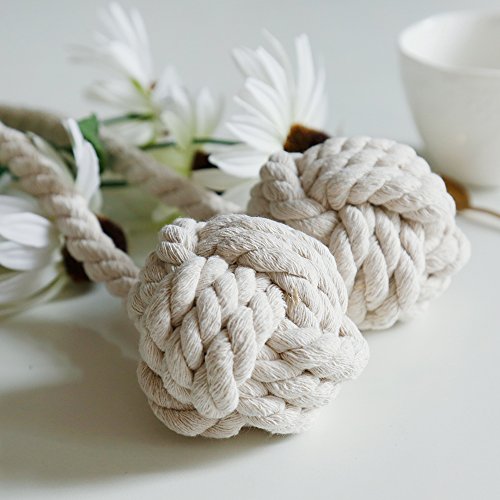 BUZIO 2 â€“ Pack Window Curtain Rope Holdbacks â€“ Decorative Hand-knitted Cord Cotton Tiebacks for Blackout Curtain, Beige