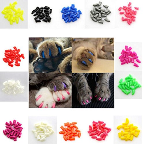 Sunward 20 PCS Nail Caps Nail Covers Claw Caps Paw Covers for Cat Pet Kitten Dog With Glue (S, White) - Thumbnail 4