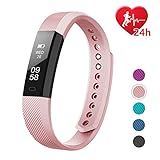 LETSCOM Fitness Tracker, Fitness Tracker Watch with Heart Rate Monitor,Slim Touch Screen and Wristbands, Wearable Waterproof Activity Tracker Pedometer,Pink for Android and iOS