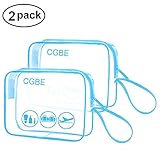 TSA Approved Toiletry Bag with Durable Zipper, Clear Toiletry Bag for Liquid Bottles/Cosmetic 3-1-1 Travel Toiletry Bag with Handle Strap, Quart Size Carry on Makeup Pouch 3 Packs (LAN)