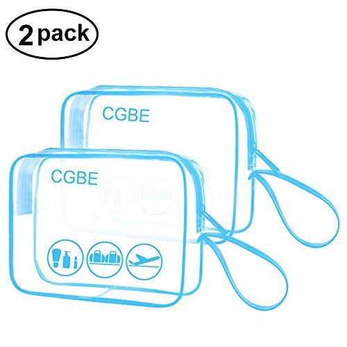 TSA Approved Toiletry Bag with Durable Zipper, Clear Toiletry Bag for Liquid Bottles/Cosmetic 3-1-1 Travel Toiletry Bag with Handle Strap, Quart Size Carry on Makeup Pouch 3 Packs (LAN)