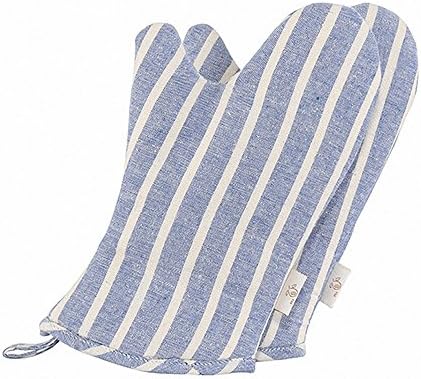 COMEING Basic Denim Quilted Oven Mitts for Children Set of 2 Style Sunny Striped Wild Dove