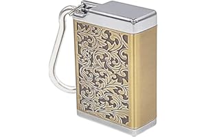 Hourwof Metal Portable Ashtray with lid,Outdoor Pocket Ashtray for Cigarettes,Cute Travel Ash Trays with Keychain,Relief Bronze