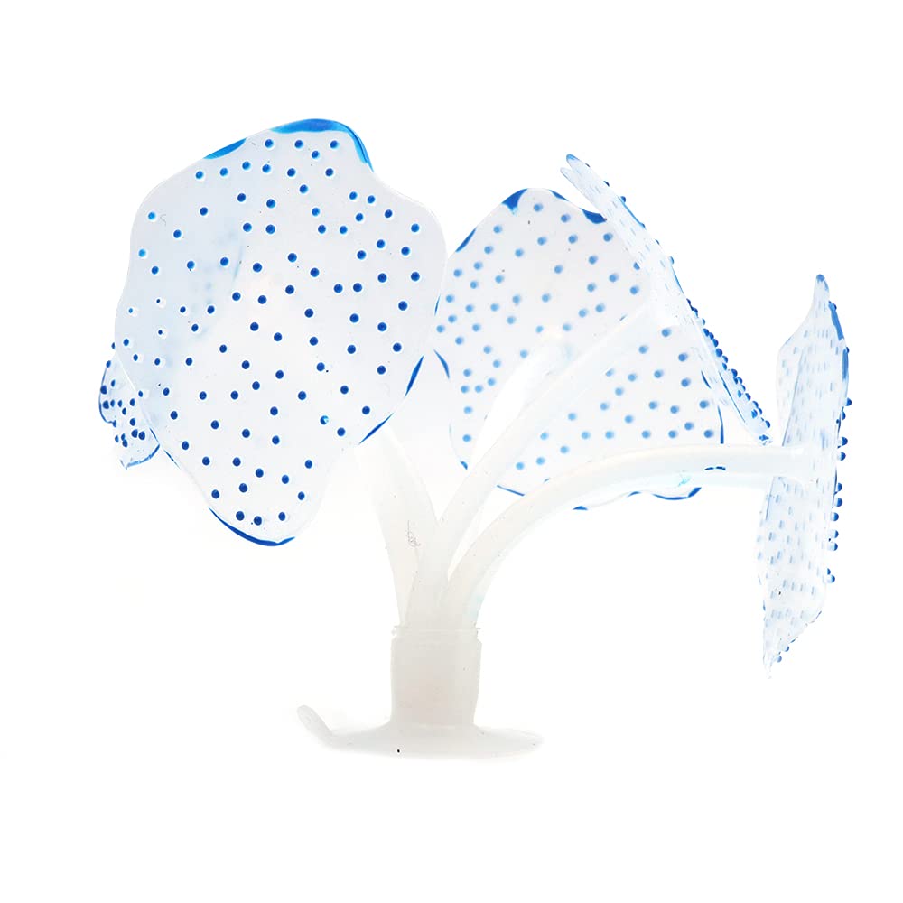 ANCLLO 2PCS Aquarium Coral Plant Artificial Silicone Coral for Fish Tank Decoration Aquarium Landscape, Colorful Glowing Effect Sea Plant Ornament with Suction Cup Blue