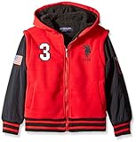 U.S. Polo Assn. Big Boys' Sherpa Lined Fleece Hoodie, Engine Red, 10/12