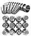 Baking supplies set 25 pcs - Russian piping tips newest patterns - big size 9 flower icing tips and 3 Malaysia pastry nozzles with accessories included in Cake decorating set