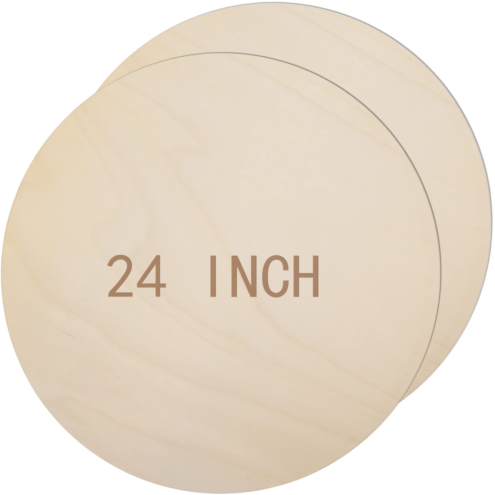 Photo 1 of 2 Pieces 24 Inch Round Wood Circles for Crafts Blank Round Wood Cutouts Rounds Wooden Discs Large Unfinished Wooden Circles for Door Hanger Design Welcome Signs Woods Burning DIY Craft