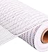 10 inch x 30 feet Deco Poly Mesh Ribbon - White with Silver Foil : RE130127