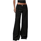 GORGLITTER Women's Low Rise Going Out Formal Dress Pants Wide Leg Work Slacks Pants Business Casual Outfits Trousers