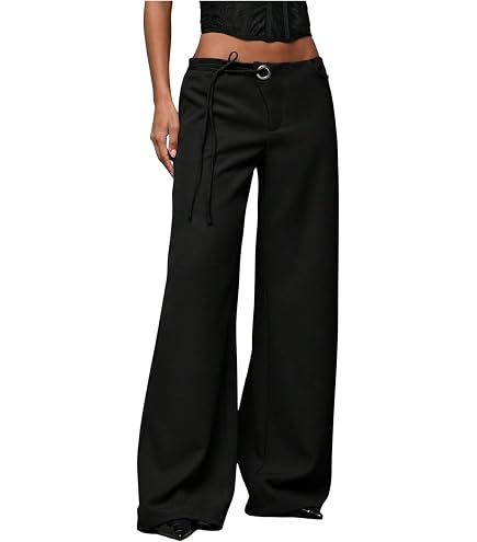 GORGLITTER Women's Low Rise Dress Pants Wide Leg Business Office Trousers