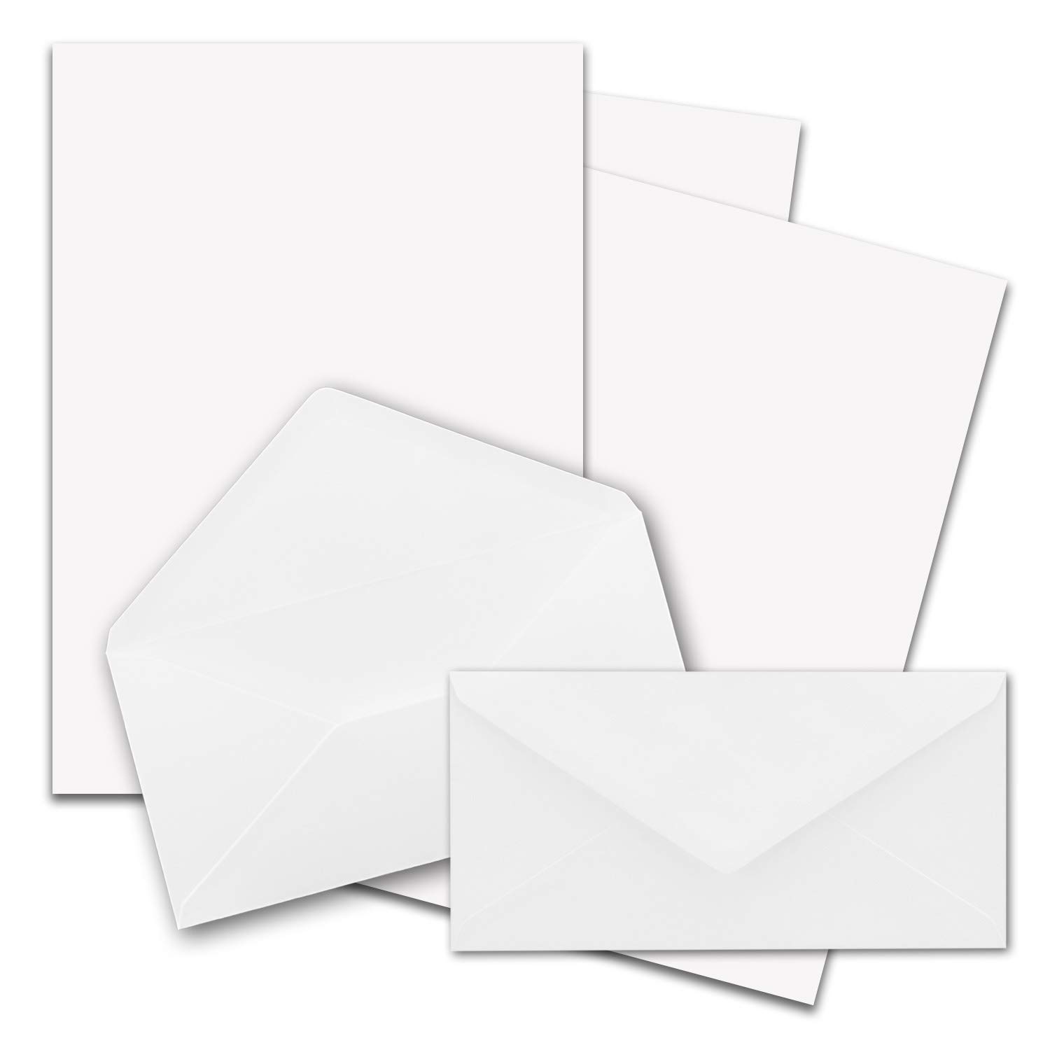 FarbenFroh by Gustav Neuser 50 x A4 Writing Paper Sets with DIN Long Envelopes, Wet Seal, White, Matte Writing Paper with Envelopes