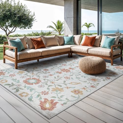 the carpet Palma - Outdoor Teppich wetterfest – Balkon Teppich, Terrasse & Garten – UV-beständig, pflegeleicht, Indoor Outdoor Teppich, Mehrfarbig, Cr