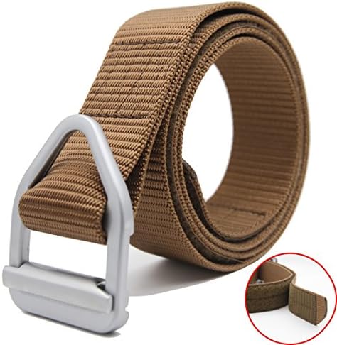 Nylon Webbing Tactical Duty Belt with HOOk&amp;LOOP Size Adjustable (Coyote + F Buckle, X-Large)