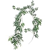 Supla 5.7 Feet Artificial Hanging Willow Leaves Vines Twigs Fake Silk Willow Plant Leaves Garland String in Green for Indoor/Outdoor Wedding Decor Jungle Party Supplies Greenery Crowns Wreath