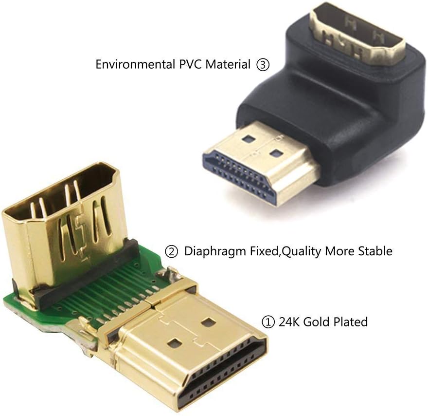 VCE Combo HDMI 90 Degree and 270 Degree Right Angle Male to Female Adapter 3D&4K Supported: Home Audio & Theater