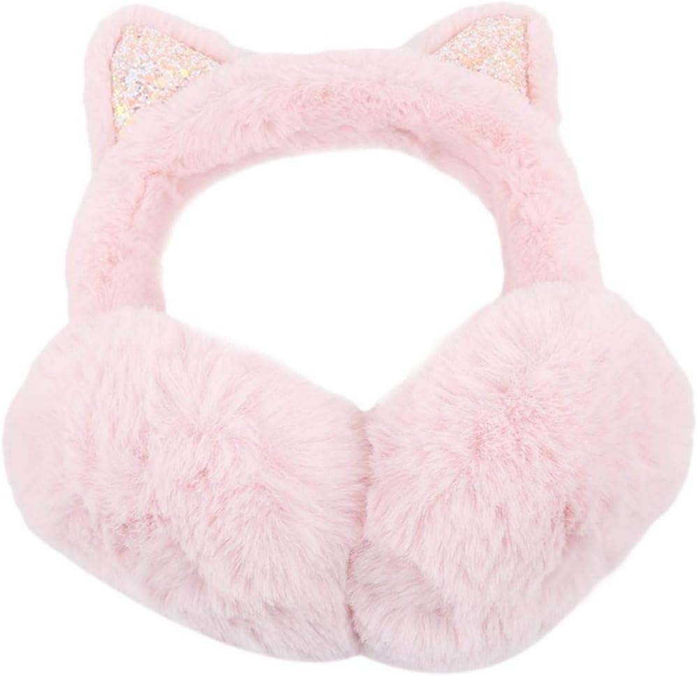 Kikole Women's Winter Warm Earwarmer Foldable Plush Cat Ear Earmuffs Windproof
