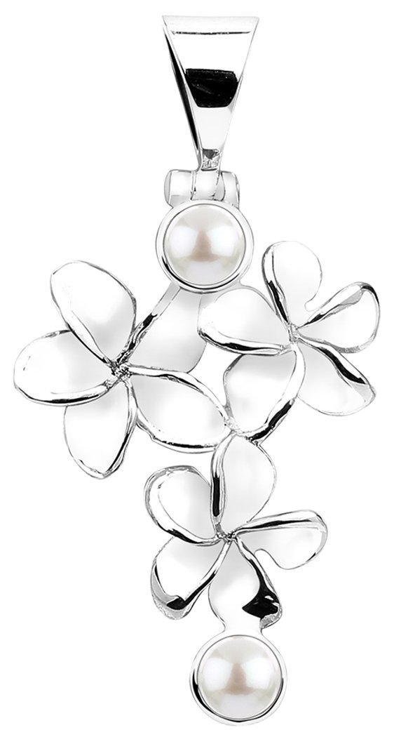 Nenalina Women's Necklace Floral Pendant with Pearl Beads - Handmade from 925 Sterling Silver, 262307-042