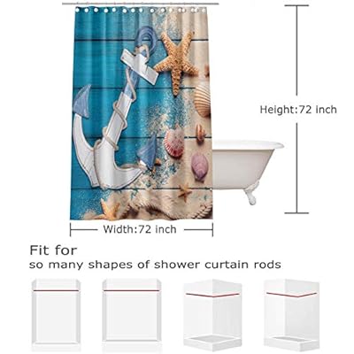 Beach Shower Curtain Anchor and Seashell Conch Shower Curtains Seashell Starfish Bathroom Shower Curtain Decor Durable… 517fEbXeiRL