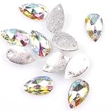 Waterdrop Clear AB Sew-on Faceted Resin Embellishment Beads Buttons Applique,150