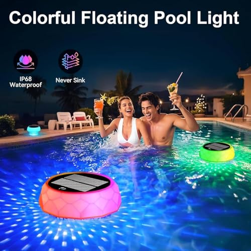 Joycome Outdoor Solar Pool Lights IP68 Waterproof Solar Lighting Pool with Remote Control, LED RGBCW Underwater Pool Lights for Outdoor Pond Party – 1 Pack