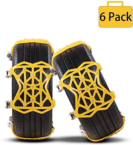 Car Tire Snow Chains - Premium Quality Strong Durable All Season Anti-Skid Car, SUV, and Pick Up Patterned Tire Chains for Emergencies and Road Trip