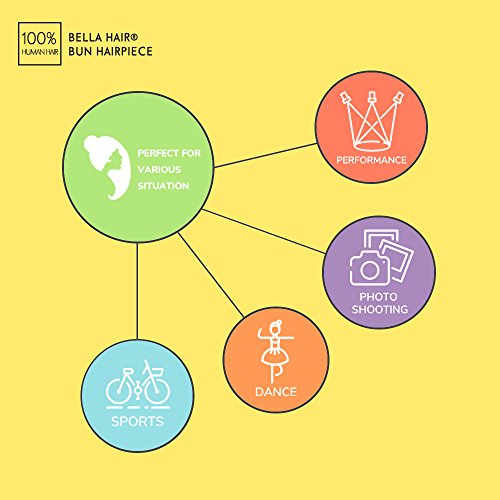 Bella Hair 100% Human Hair Bun Extension Donut Chignon Hairpieces for Both Women and Men Instant Up Do Style Bun Wig (#1B Natural Black)