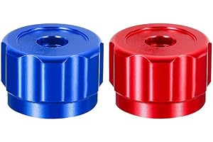 Aluminum Alloy Round Wheel Handle Knob 2 Pack for Manifold Gauge Set, 6.6 mm Square Mount, Red & Blue, Replacement Faucet AC 