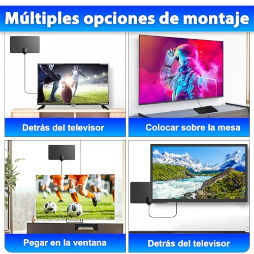 Indoor TV Antenna Panel for Smart TV – Digital HD 4K/Full HD Digital DTT Antenna, Ultra-Thin and Flexible Design, Stable 360° Reception, Compatible with DVB-T2/DVB-T and HDTV, Long Range Signal