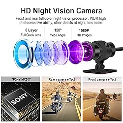 VSYSTO WiFi Motorcycle Dash Cam, 2 Inch Screen All