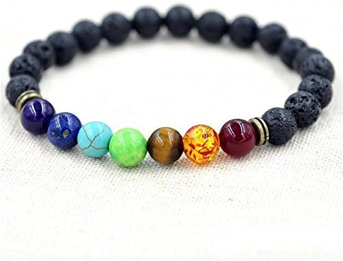 Mens Bracelet with 8mm Black Lava Stone Huddha Adjustable Beaded Bracelet