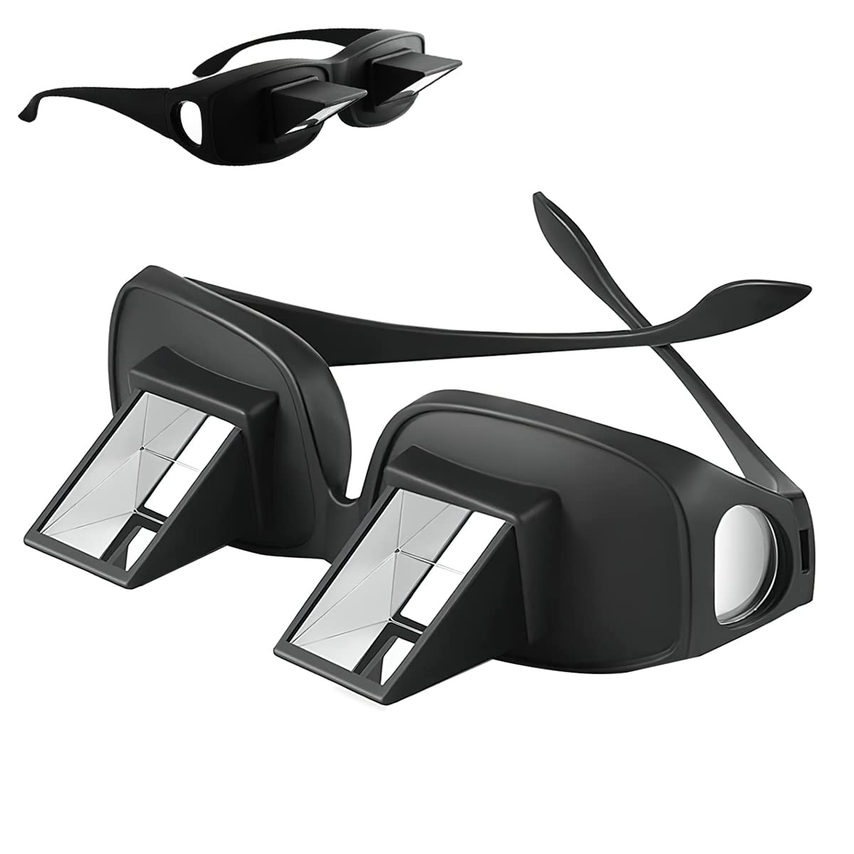 Taozoey Lazy glasses, reader prism glasses, HD horizontal glasses, refractive glasses, lying reading and watching TV, suitable for glasses and reading glasses wearers, black, One Size
