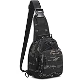Viriber Tactical Backpack, Waterproof Military Cross-body Molle Sling Shoulder Backpack Chest Bag for Outdoor Every Day Carry Black Camo