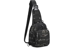 Viriber Tactical Backpack, Waterproof Military Cross-body Molle Sling Shoulder Backpack Chest Bag for Outdoor Every Day Carry Black Camo
