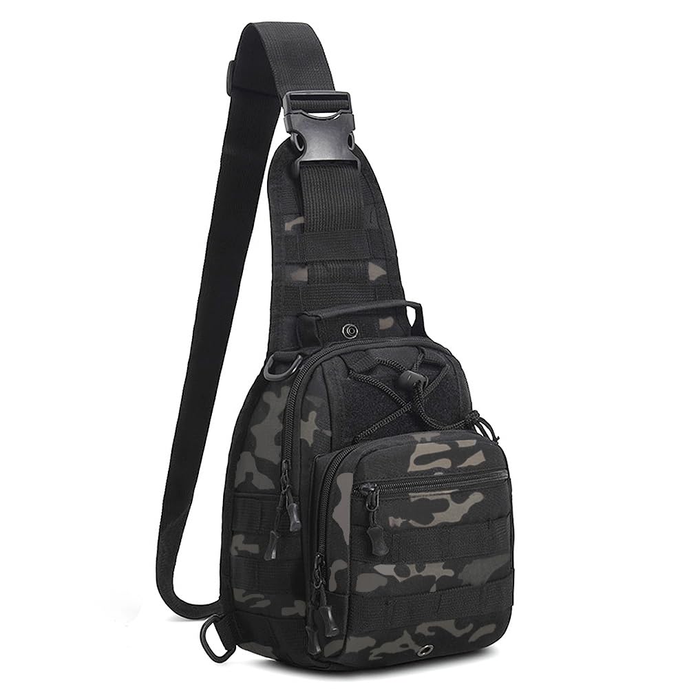 Photo 1 of Tactical Backpack, Waterproof Military Cross-body Molle Sling Shoulder Backpack Chest Bag for Outdoor Every Day Carry Black Camo
