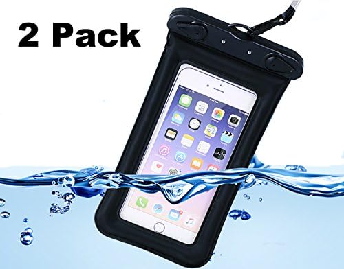 Floating Waterproof Case Universal Waterproof Phone Pouch Dry Bag for iPhone X/8/8Plus/7/7 Plus/6S/6/6S Plus, Samsung S9/S9 Plus/S8/S8 Plus/Note 8 6, Google Pixel Sony up to 6.0", (2 Pack, Black)