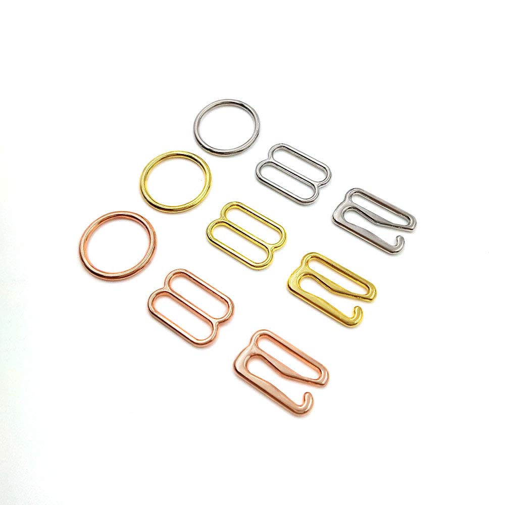 Bra Rings Sliders and Hooks Strap Adjusters Buckles Gold 8mm 1/3" Underwear Adjustment Accessories Bra Making Bramking Supplies