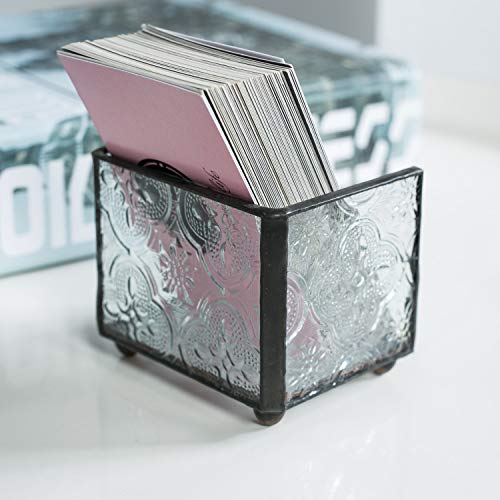 Stained Glass Business Card Holder Name Card Display Holder Mosaic Beveled Glass Professional Card Holder for Office Desk Business Desk Name Plate with Card Holder