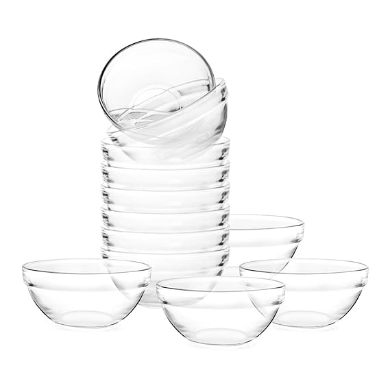 Mini Glass Bowls for Kitchen Prep, Dessert, Dips, and Candy Dishes Or