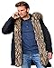 Aofur Mens Winter Warm Thick Faux Fur Slim Trench Coat Long Jacket Parka Hooded Pea Coat Winter Coat S-XXXL