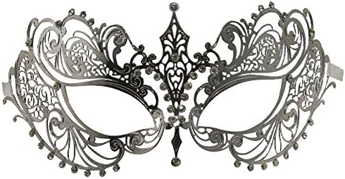 Pure SeasonsRedSkyTrader Womens Metal Laser Cut Venetian Mask One Size Fits Most Silver