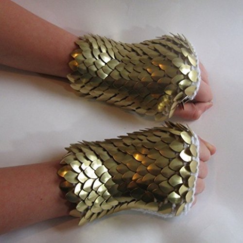 Fingerless Gloves for Cosplay, knitted gauntlets in Dragonhide Scalemail Armor Griffin