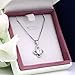 Presentski Diamond Necklace, Chain Length 17.7inches,Sterling Silver Necklace,Clover Necklace for Women