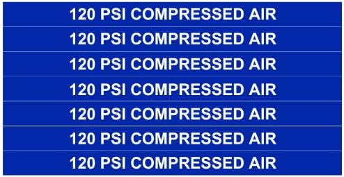 120 PSI COMPRESSED AIR ____Gas Pipe Tubing Labels__ <PACKAGE OF 14 LABELS> 3/8" Height, 6" Width, White Letters on Blue Background, TEMPO GAS SYSTEMS High-visibility, Industry-standard Information and Safety Labels